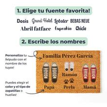 Cargar imagen en el visor de la galería, Felpudo Personalizado Fibra de Coco Con Zapatillas Familia 4