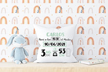 Cargar imagen en el visor de la galería, Cojín nacimiento personalizado Mint y Gris