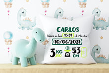 Cargar imagen en el visor de la galería, Cojín nacimiento personalizado Verde botella y Verde Lima