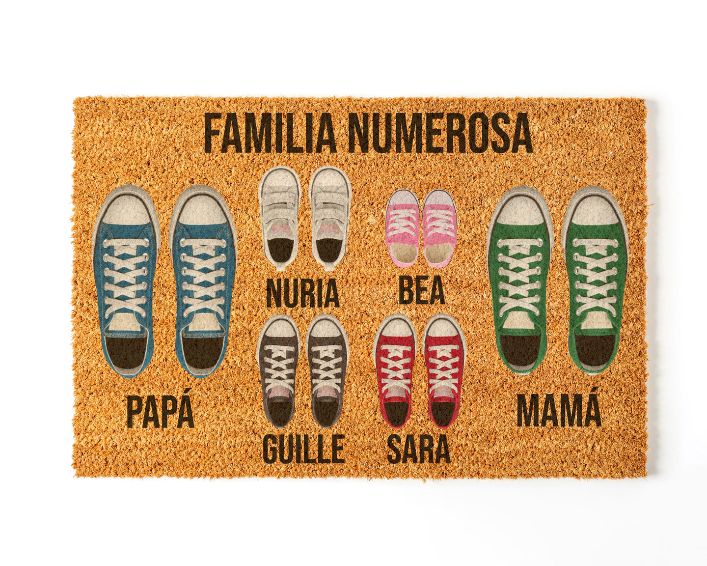 Felpudo Personalizado Fibra de Coco Con Zapatillas Familia 6