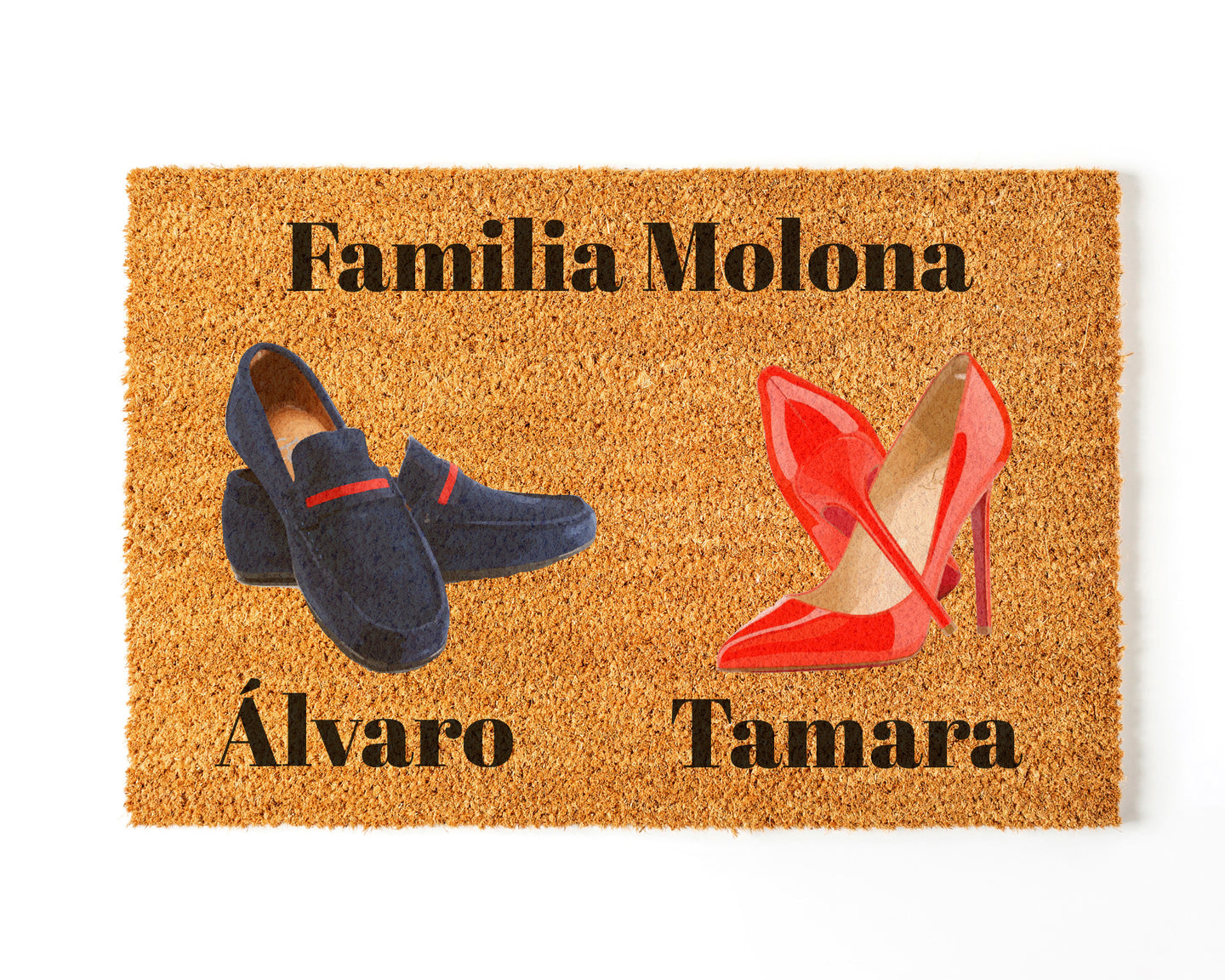 Felpudo Personalizado Fibra de Coco Mocasines Pareja